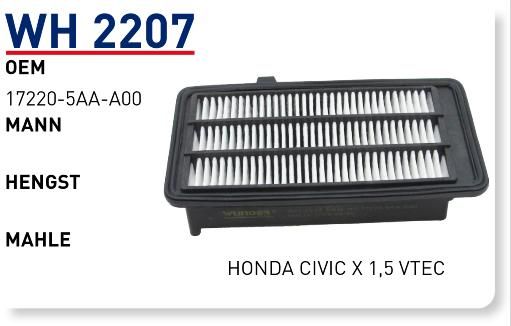 WUNDER WH2207 HAVA FİLTRESİ - HONDA CIVIC X 1,5 VTEC