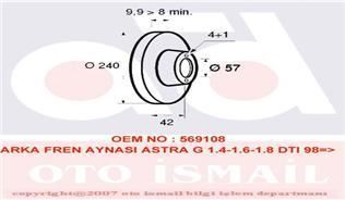 Valeo 186594 Fren Diski Arka Astra G 1998 Sonrası Astra F Classıc 1999 Sonrası Astr