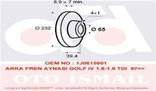 Valeo 186597 Fren Diski Arka Golf Iv 1997 Sonrası Bora 1999 Sonrası / A1  2010 Sonrası A2 00-