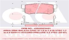 Trw Gdb3175 Fren Balatası Arka Accord 03-08 Crz  2010 Sonrası Legend 2004 Sonrası /