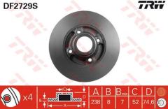 Fren Diski Arka R19 Clıo I Iı Megane Düz 238Mm