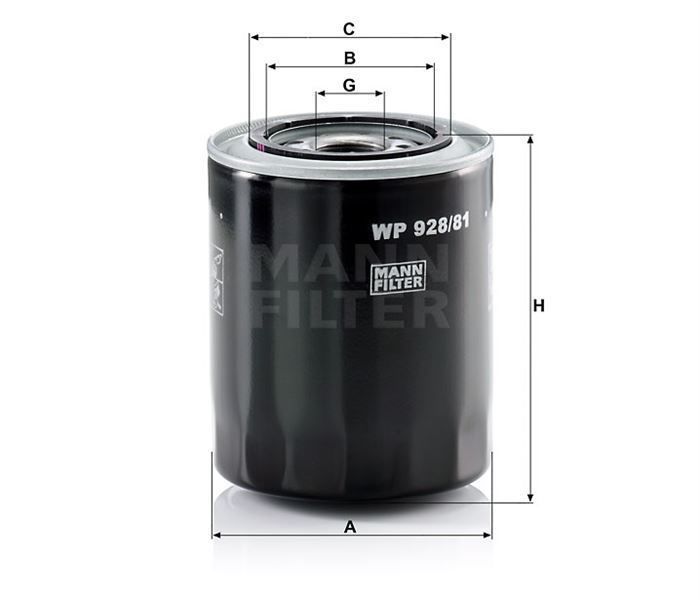 Mann Wp92881 Yağ Filtresi Starex H100 / L200 L300 Pajero 2.5D 2.5