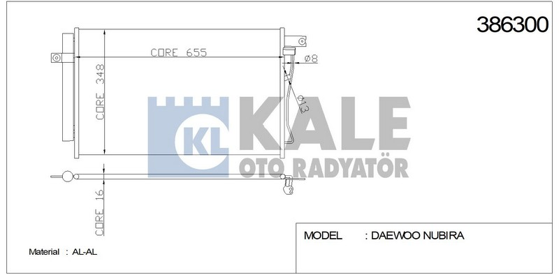 Kale 386300 Klima Radyatörü Accent Era 2006 Sonrası Al Al 634X348X16