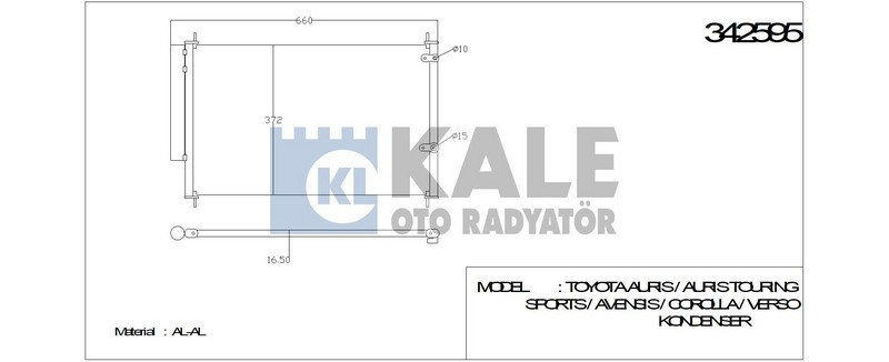 Kale 342595 Klima Radyatörü Toyota Aurıs Avensıs Estate-Saloon-Co
