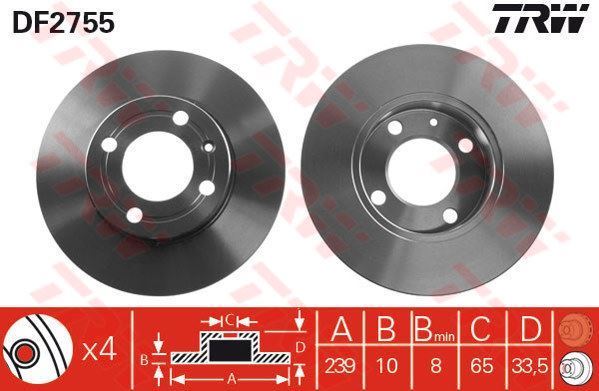 Trw Df2755 Fren Diski Ön Polo Iıı 1994 Sonrası / Arosa 1997 Sonrası Düz 239Mm