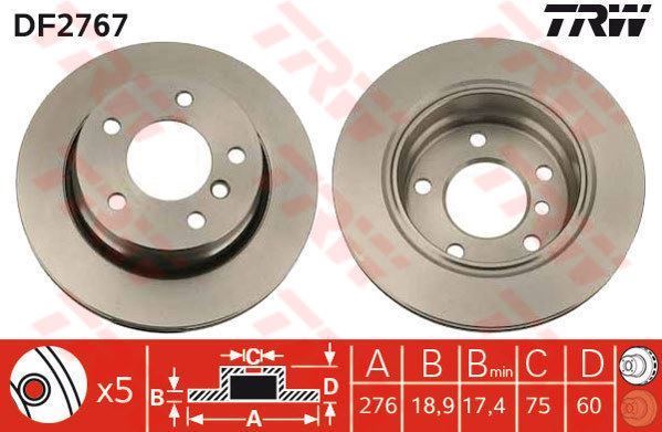 Trw Df2767 Fren Diski Arka Bmw 3 E36  Havalı 276Mm