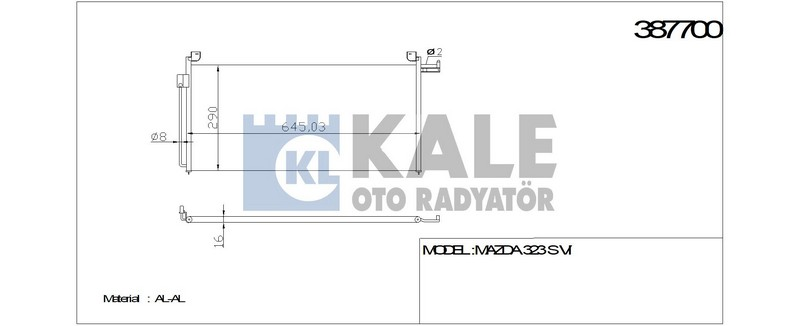 Kale 387700 Klima Radyatörü Mazda 323S Vı Al-Al 625X288X18