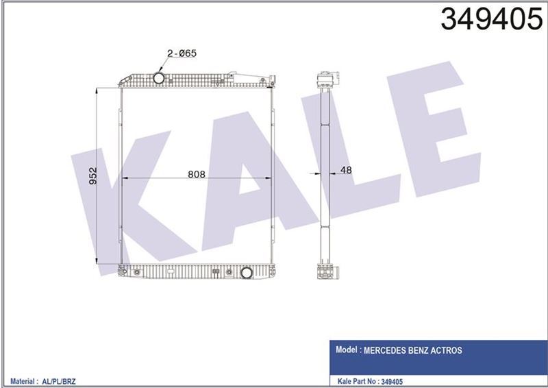 Kale 349405 Radyatör Çerçevesiz 733485 952×808×48