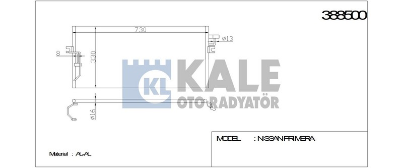 Kale 388500 Klima Radyatörü Prımera Al Al 711X308X16