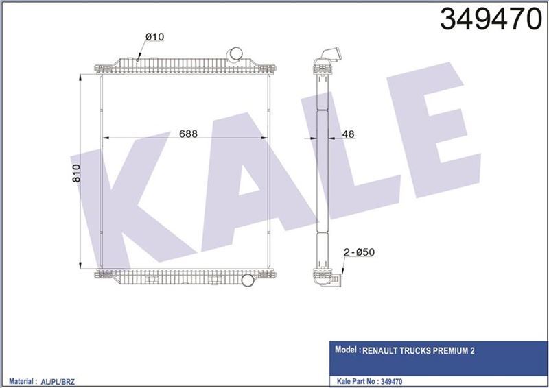 Kale 349470 Radyatör Çerçevesiz Rt Premıum Iı 810×688×48