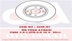 Trw Df2796 Fren Diski Ön 406 1995 Sonrası / Xantıa 1993 Sonrası Havalı 283Mm