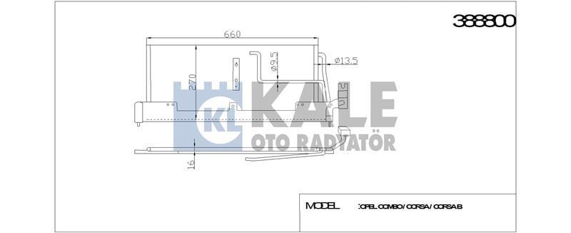 Kale 388800 Klima Radyatörü Corsa B 93-00 Combo 93-00 / Celta 07-