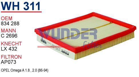 WUNDER WH311 HAVA FİLTRESİ - OPEL OMEGA A 1.8 , 2.0