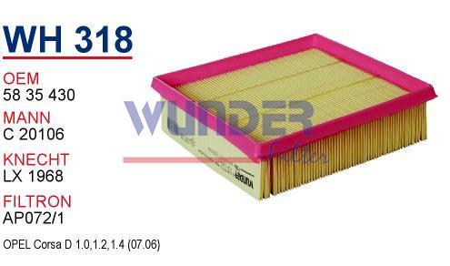 WUNDER WH318 HAVA FİLTRESİ - OPEL CORSAD BENZiNLi