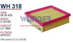 WUNDER WH318 HAVA FİLTRESİ - OPEL CORSAD BENZiNLi