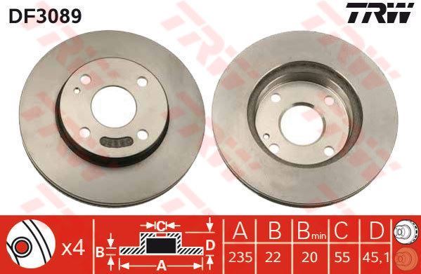 Trw Df3089 Fren Diski Ön Mazda 323 Famılıa 98-02  Havalı 235Mm