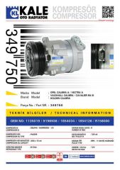 Kale 349750 Klima Kompresörü Vectra A 2.0 (88-95)-Calıbra A 2.0 (