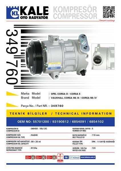 Kale 349760 Klima Kompresörü Escort (90-99)Orıon (90-92)