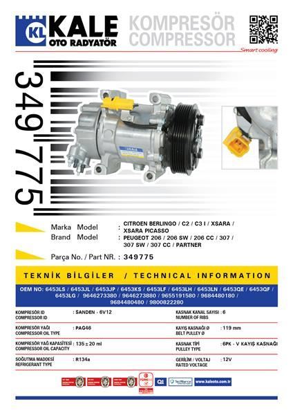 Kale 349775 Klima Kompresörü Berlıngo-Partner 1.4-1.6 16V 96=-C2