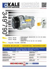Kale 349790 Klima Kompresörü P307-P607-P807-Partner-Berlıngo-C8-C