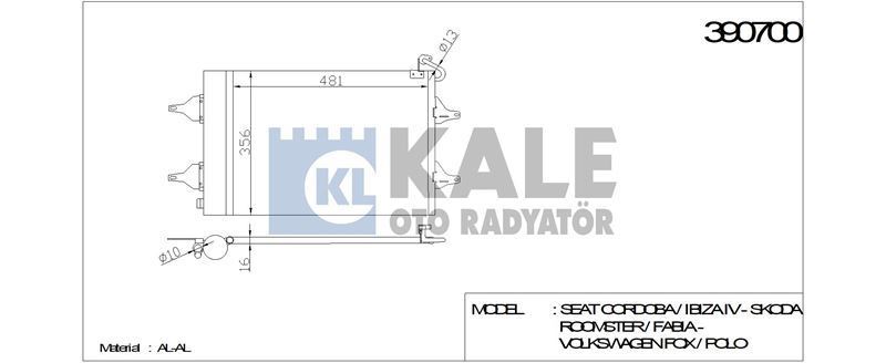 Kale 390700 Klima Radyatörü Polo Iv 2002 Sonrası Fox 2005 Sonrası / Cordoba 2002 Sonrası Ibı