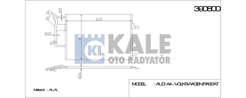 Kale 390800 Klima Radyatörü A4 B5 1994 Sonrası 610X415X16
