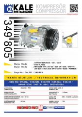 Kale 349805 Klima Kompresörü P307-P607-P807-Partner-Berlıngo-C8-C