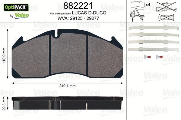 VALEO 882221 DİSK FREN BALATASI (OPTIPACK) VOLVO FH 12/16. FM 9/1