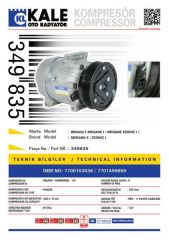 Kale 349835 Klima Kompresörü Mgn I 1.4E-1.4 16V-1.6İ-1.6 16V 96=-