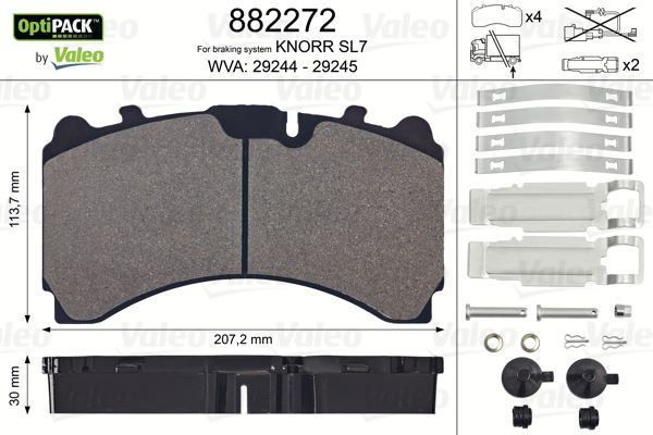 VALEO 882272 DİSK FREN BALATASI (OPTIPACK) (ARKA AKS) MB ACTROS M