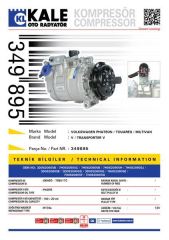 Kale 349895 Klima Kompresörü T5 2.5 Tdı (03-09)Touareg 2.5 (03-10
