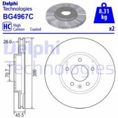 Delphi Bg4967C Fren Diski Ön 16'' Karbon Kaplamalı Opel: Insıgnıa