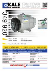Kale 349920 Klima Kompresörü A4 1.8-1.8T-1.9Tdı (94-01) A6 1.8-1.