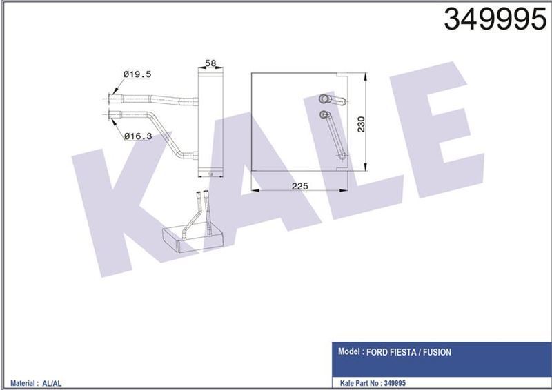 Kale 349995 Evaporator Ford Fıesta  Fusıon  2S6H19850Aa