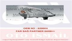 Valeo 43775 Far Sağ + Sinyal Partner 2008 Sonrası Elektrikli H4