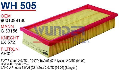 WUNDER WH505 HAVA FİLTRESİ - PEUGEOT 405 - 406 - 607 - 806 - EXPE