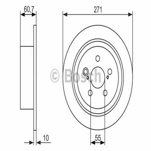 Bosch 986479613 Fren Diski Arka Avensıs 1997-2003 Düz 271Mm
