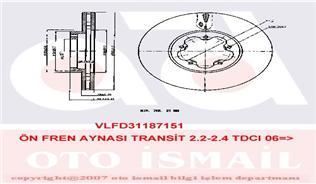 Valeo 187151 Fren Diski Ön Transıt V184 2006 Sonrası Transıt V347 2006 Sonrası Arka