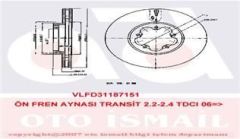 Valeo 187151 Fren Diski Ön Transıt V184 2006 Sonrası Transıt V347 2006 Sonrası Arka