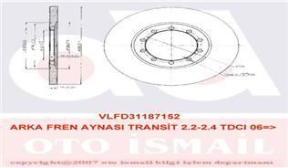 Valeo 187152 Fren Diski Arka Transıt V347 2006 Sonrası Önden Ve Arkadan Çe