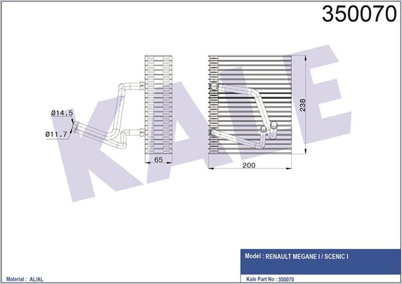 Kale 350070 Evaporatör Megane I Scenıc I