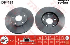 Trw Df4161 Fren Diski Ön Rav4 00-06  Dızel Havalı 275Mm