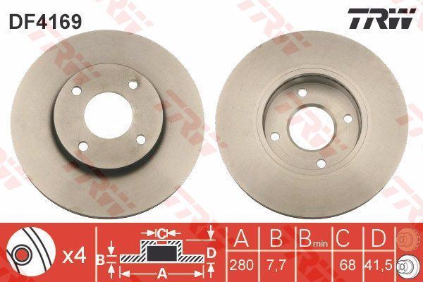 Trw Df4169 Fren Diski Ön Prımera P11 1996 Sonrası Almera 2000 Sonrası Havalı 280Mm