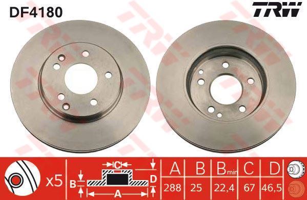 Trw Df4180 Fren Diski Ön Mercedes W202 W203 W208 W210 95-05 Haval