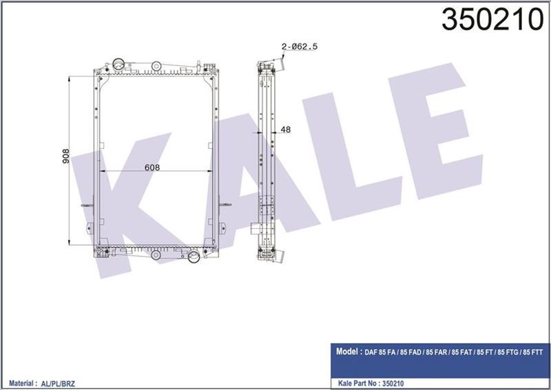 Kale 350210 Radyatör Al/Brz Daf 85 Fa-85 Fad-85 Far-85 Fat-85 Ft-