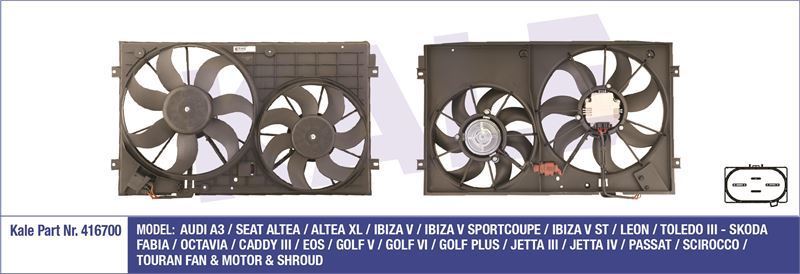 Kale 416700 Fan Motoru Golf V 2003 Sonrası 1.4 16V 1.4 Fsı 1.9 Tdı 2.0 Fsı