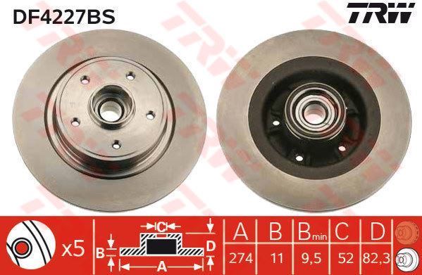 Trw Df4227Bs Fren Diski Arka Laguna Iı 2001 Sonrası Rulmanlı Düz 274Mm