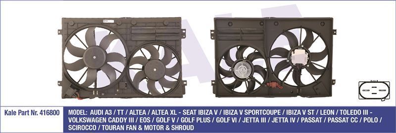 Kale 416800 Fan Motoru Golf V 2003 Sonrası 2.0 Tdı Golf Vı 2008 Sonrası 1.6 Tdı 2.0
