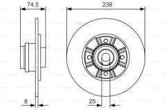 Bosch 986479760 Fren Diski Arka [237 8-7 Mm Clıo Iı 1.2 16V 2001 Sonrası D