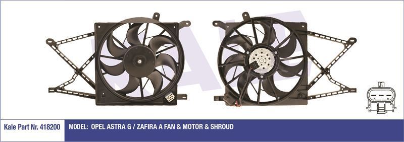Kale 418200 Fan Motoru Radyatör Astra G 1998 Sonrası Zafıra A 1999 Sonrası Davlumba